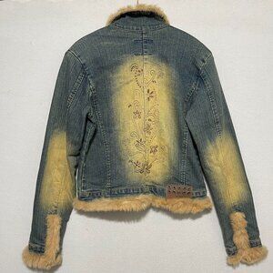Vintage denim jacket with fur trim size S Crest Jeans